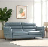 Deep teal leather couch with tufted back, pure leather sofa, stylish sofa design