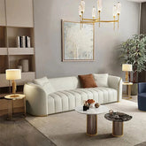 Curved arm design with gold piping – 3 seater sofa, designable sofa set