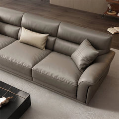 Contemporary leather sofa photo with low-rise legs – 3 seater couch, design of sofa