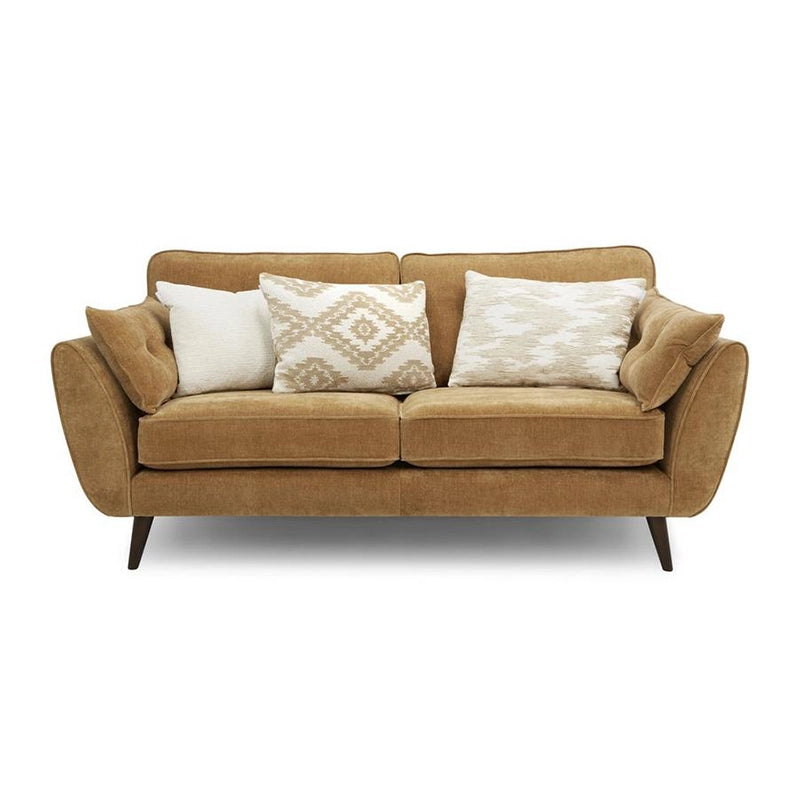 Mustard fabric couch in contemporary sofa design, 3 seater sofa