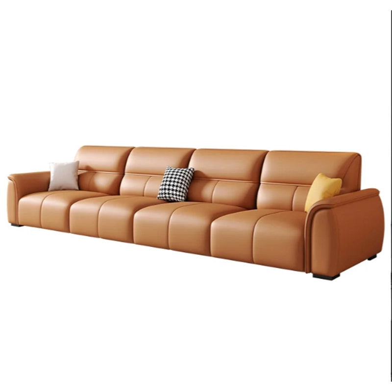 Caramel tan leatherette couch – living room sofa set + fabric couch + 4 seater