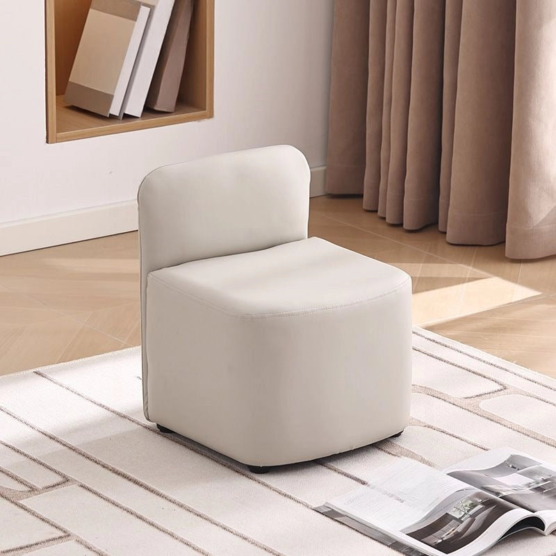 Minimalist white ottoman stool with pouffe ottoman and pouffe chair styling