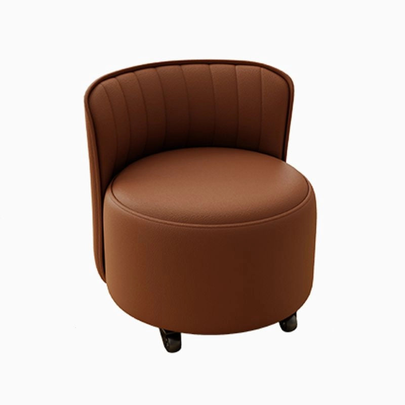 Supported by a discreet set of caster wheels, it glides smoothly—ideal for apartment living or as an ottoman stool by a vanity or coffee table.