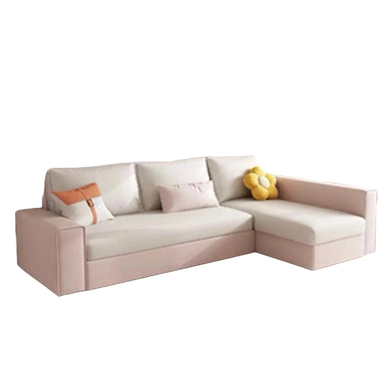 This convertible sofa bed features a smooth pull-out mechanism and integrated chaise storage, ideal for daily lounging or accommodating guests. 
