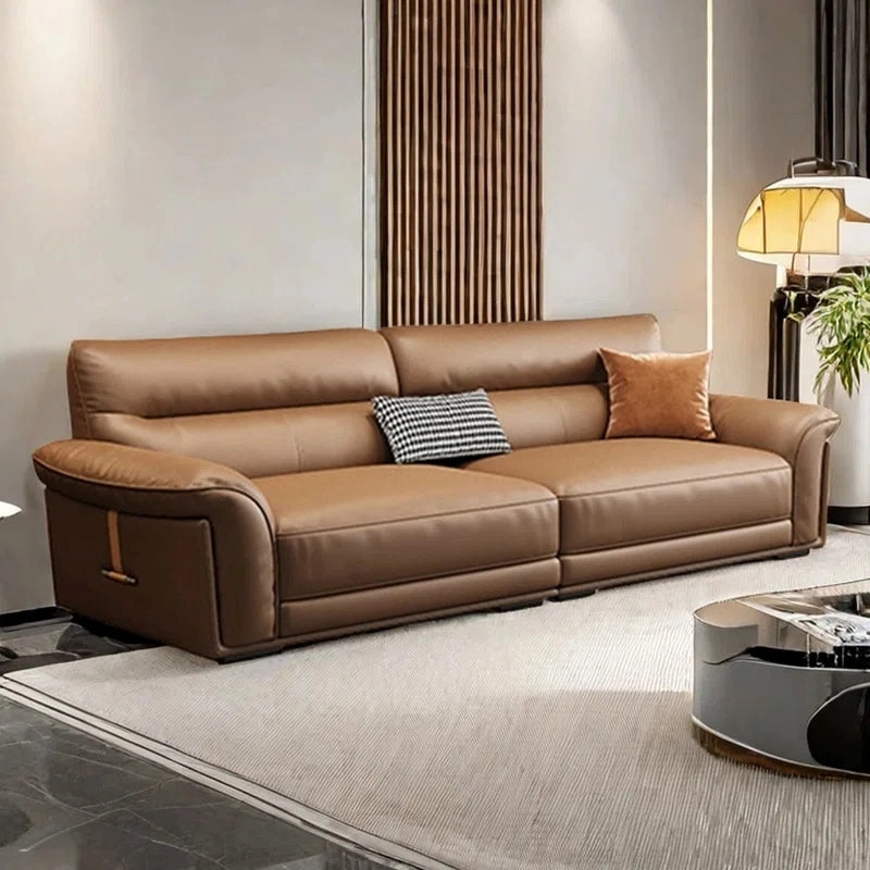 Whether styled as a leather settee or part of a larger leather sofa set, its clean stitching and warm neutral tones suit a variety of interiors—from compact flats to spacious lounges. 