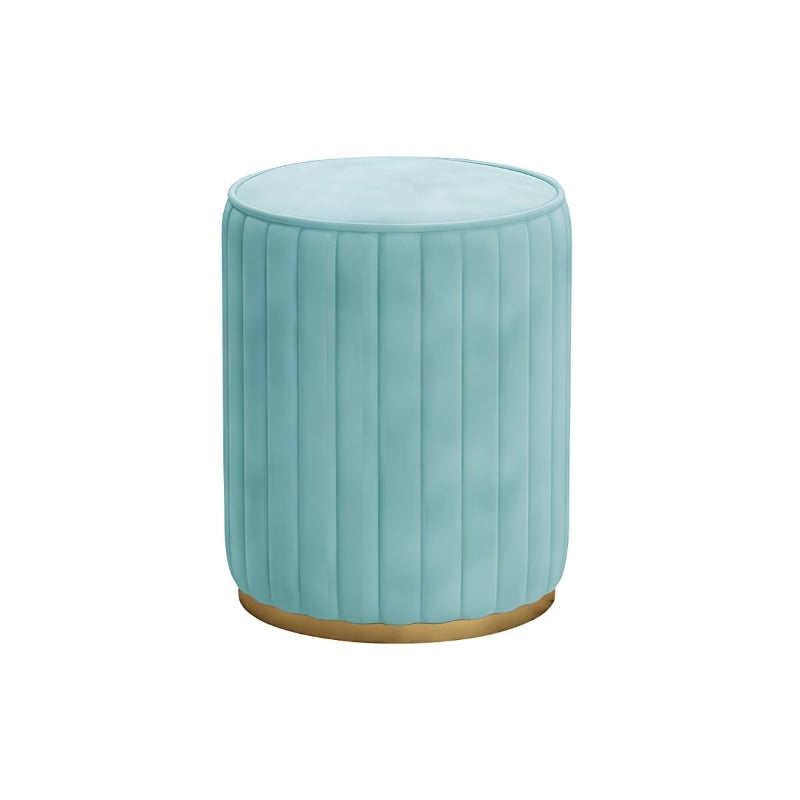Its sturdy gold-finished base brings modern glam charm to any living room ottoman setup, while its compact design fits beautifully in apartments or vanity areas.