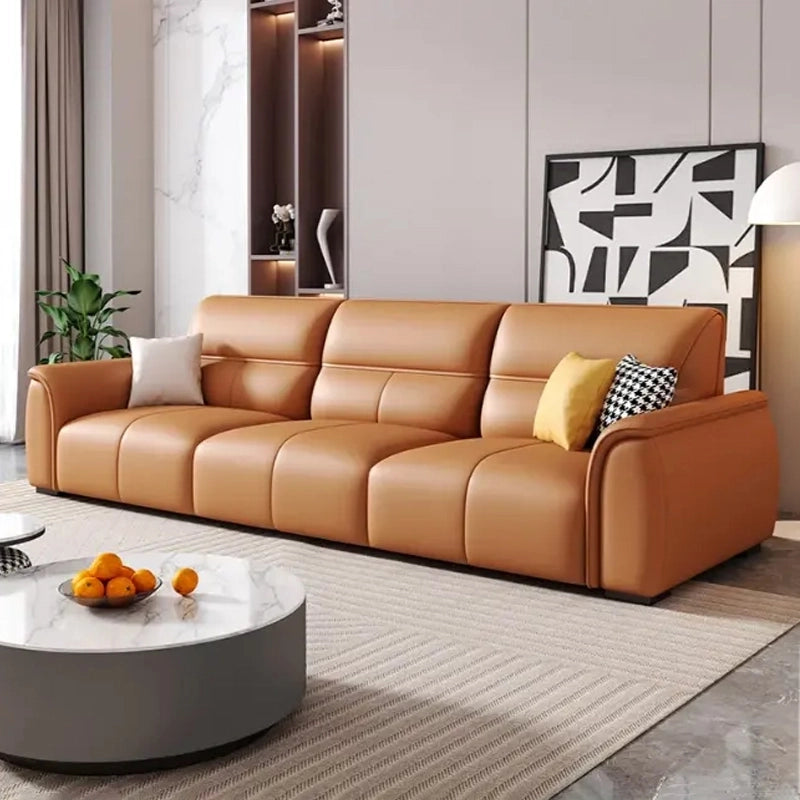 Rounded-arm sofa with segment panels – stylish sofa design + premium sofa + 3 seater