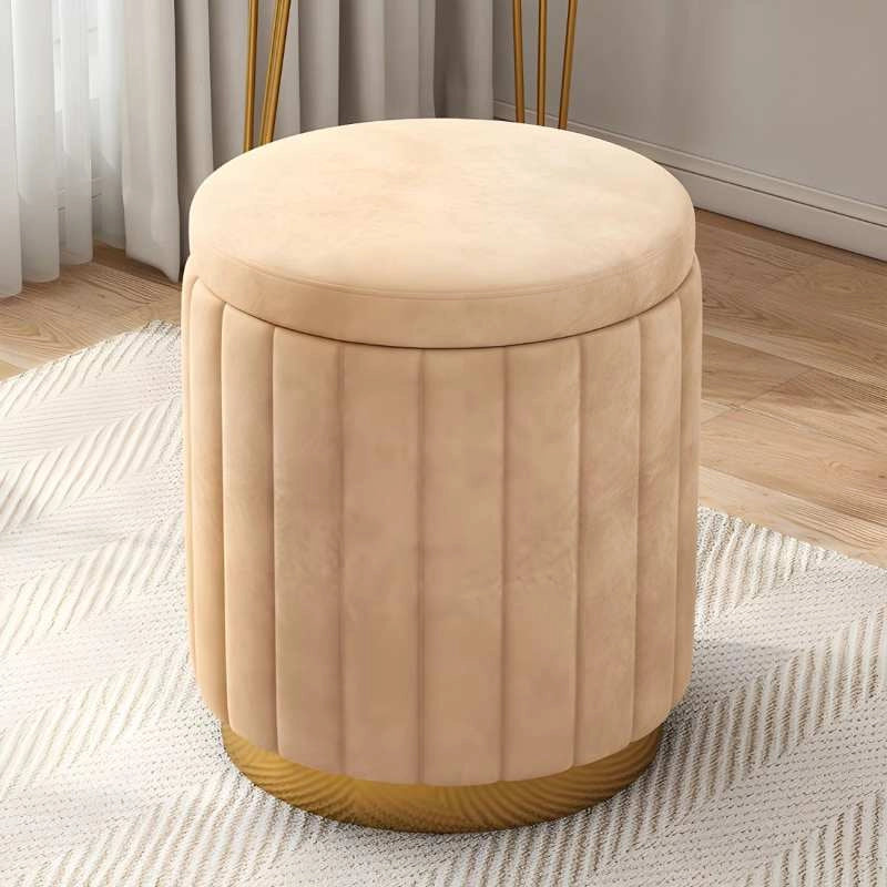 Interior photo showing ottoman with lift-top storage – footstools and ottomans + pouffe ottoman – pastel velvet