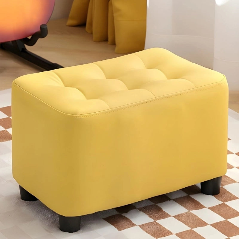 Yellow rectangular ottoman showing stackable use, footstools and ottomans, pouf ottoman, short leg