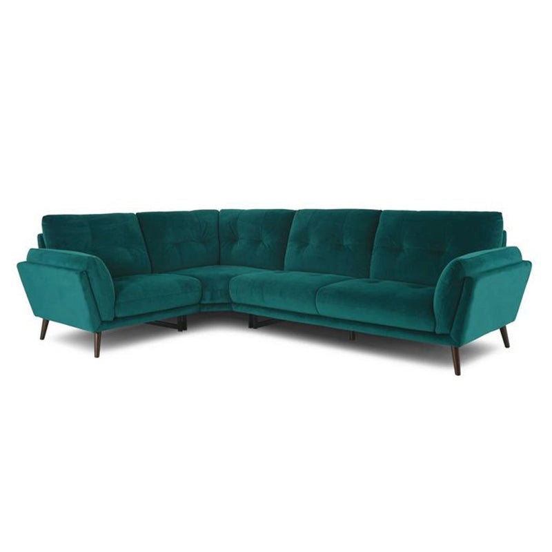 Angled armrest velvet couch set design in steel grey – stylish sofa design, 2+corner+1 seater sofa