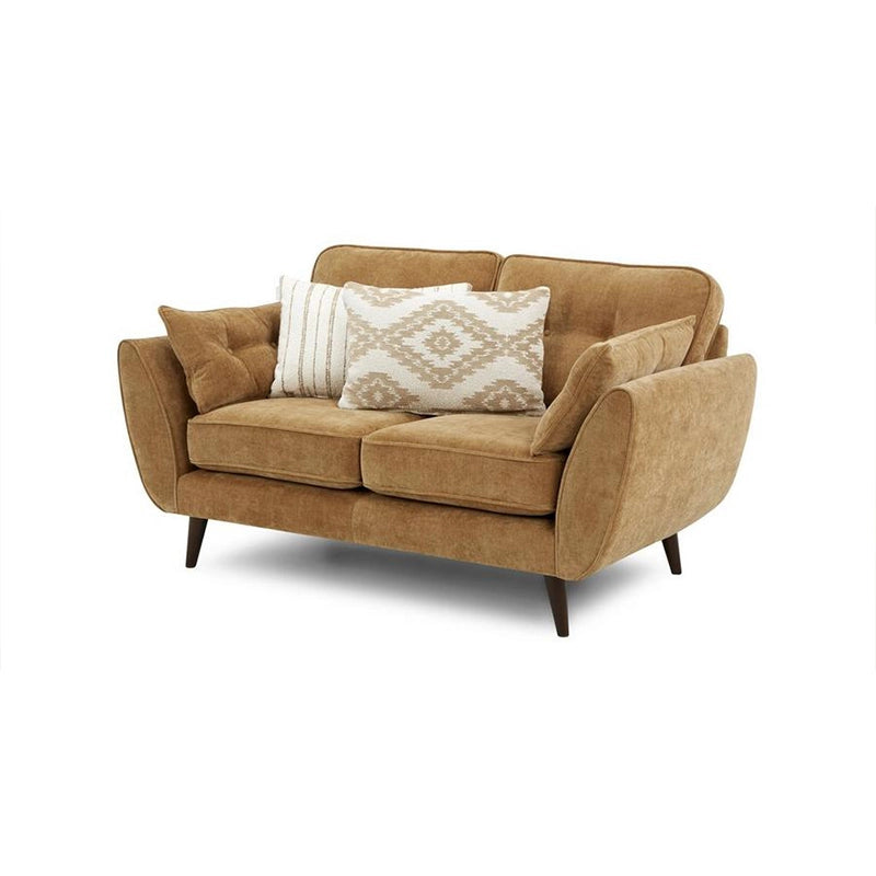 Living room view with mid-century couch and walnut finish legs – sofa set design, 2 seater sofa