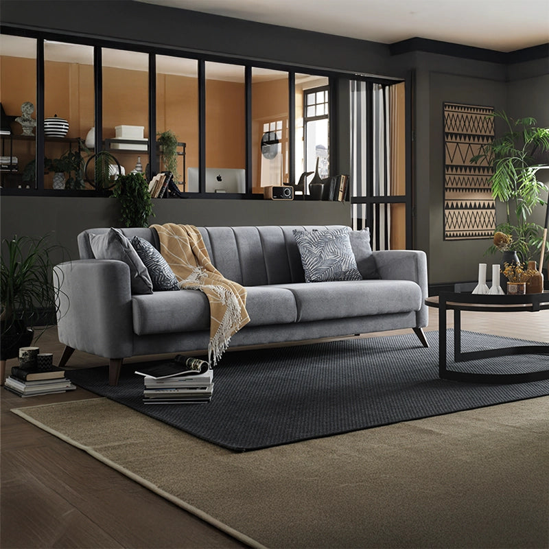 Mid-century clean lines + designed sofa set + 1 seater + velvet touch upholstery