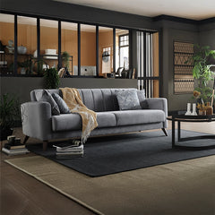 Mid-century clean lines + designed sofa set + 1 seater + velvet touch upholstery