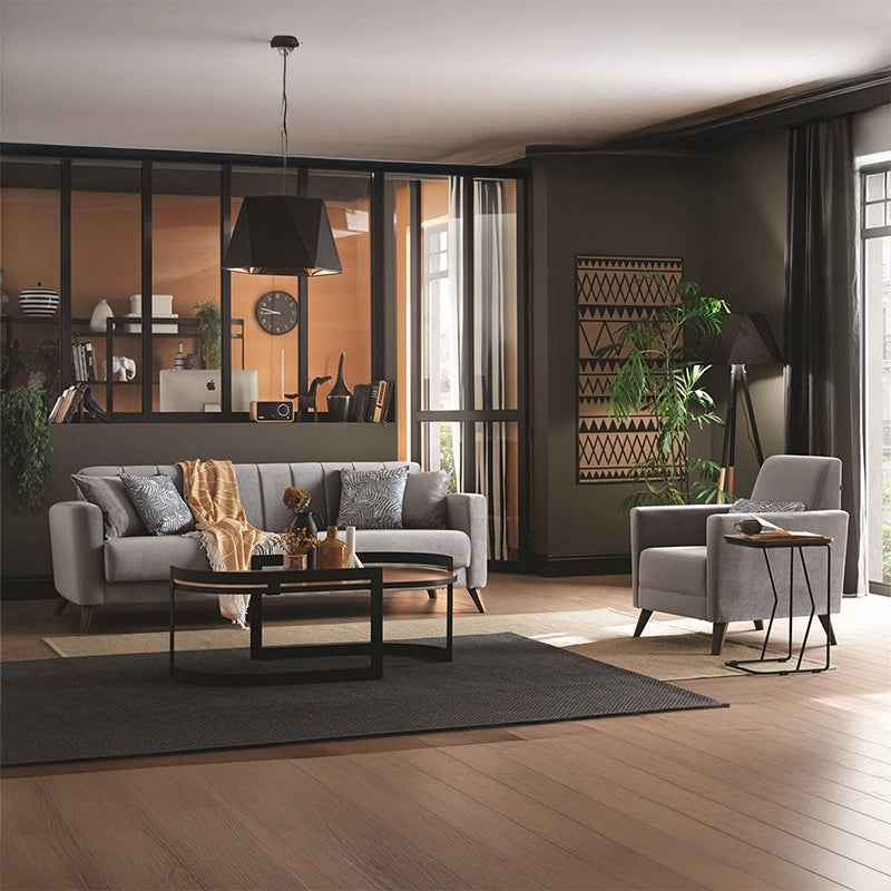 This custom-designed Aelion settee combines form and function for urban living.