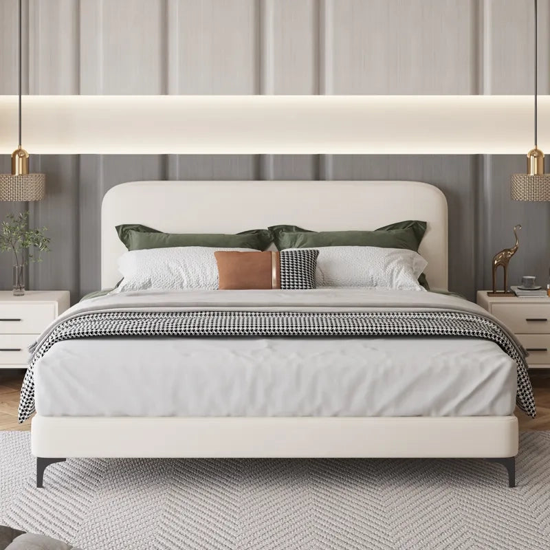  Lift-up storage base with bed and cot + modern style bed design in cream tone