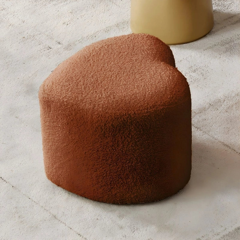 Soft fleece pouffe in brown, pouffe ottoman + pouf seat, rounded design, low seating