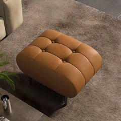 Deep-tufted cushioned ottoman seat with ottoman seating and footrest design
