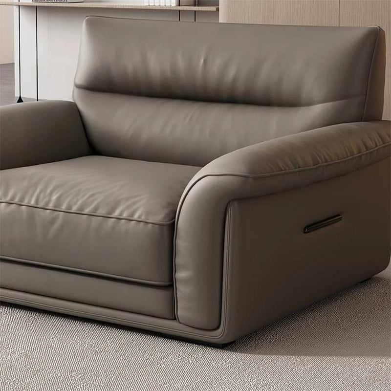 Modern taupe 3-seater leather settee with pillows – latest sofa design, order sofa online
