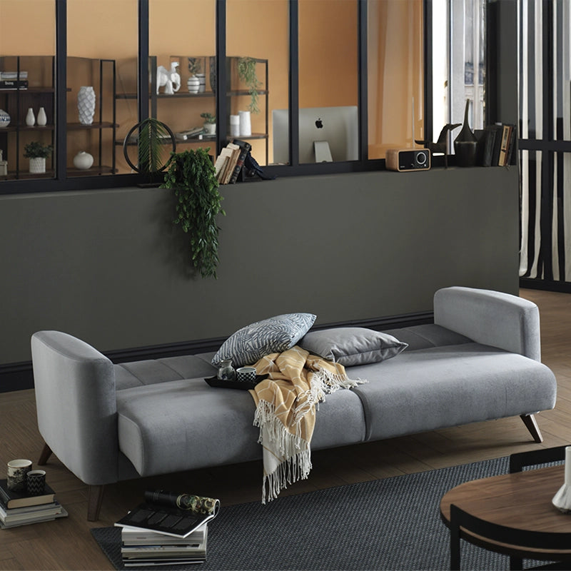 Fold-out sleeper sofa feature + living room sofa set + 3 seater + wooden legs