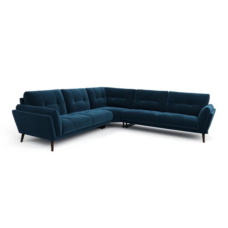 Navy tufted designer sofa pic – modern sofa design, velvet sofa - 2+corner+2 sofa