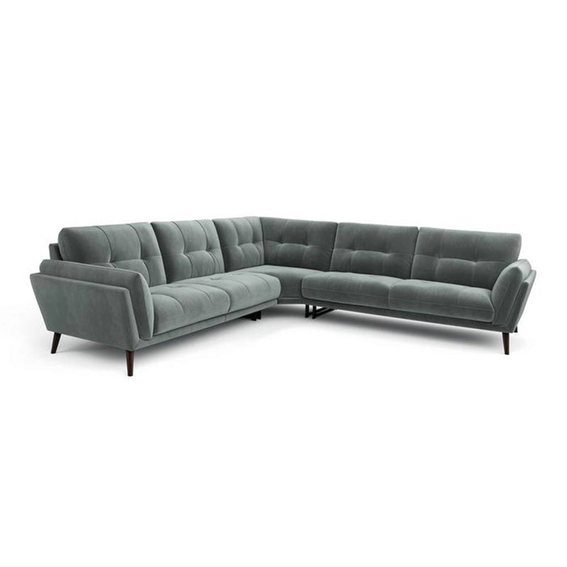 Grey tufted designer sofa pic – modern sofa design, velvet sofa - 2+corner+2 sofa set