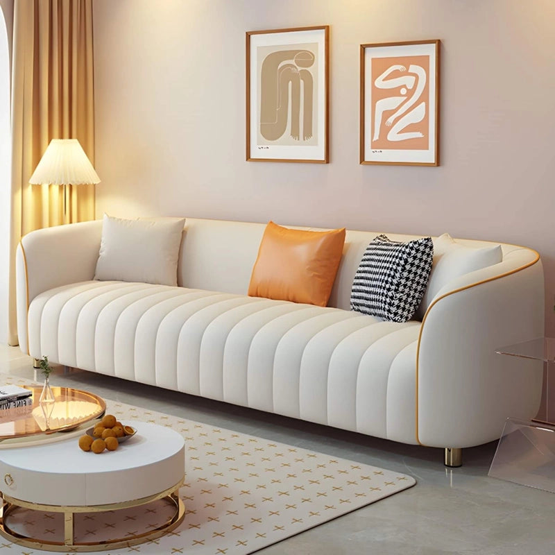 Horizontal channel-tufted backrest – modern sofa design, 3 seater couch