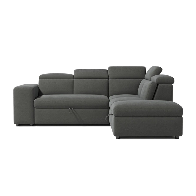  Upholstered pull-out bed in dark tone – convertible sofa bed, sofa bed couch