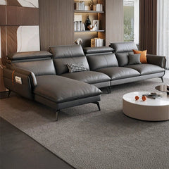 Adjustable headrest photo – contemporary sofa design + sofa design set – leather finish