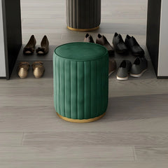 Velvet pouffe ottoman design with pouffe seat and footrest in mint green fabric
