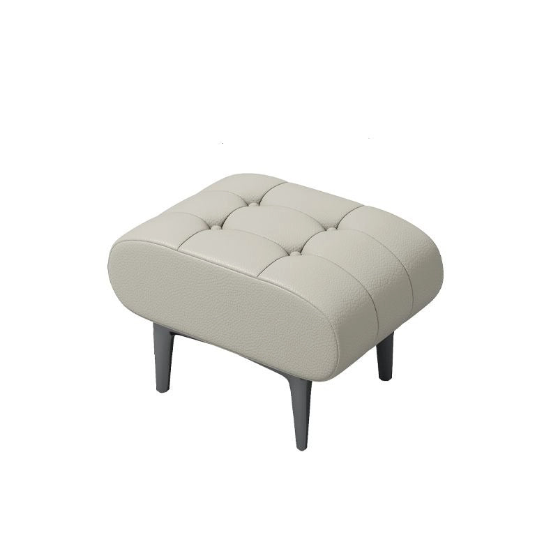 Contemporary faux leather ottoman in camel tone with living room ottoman use