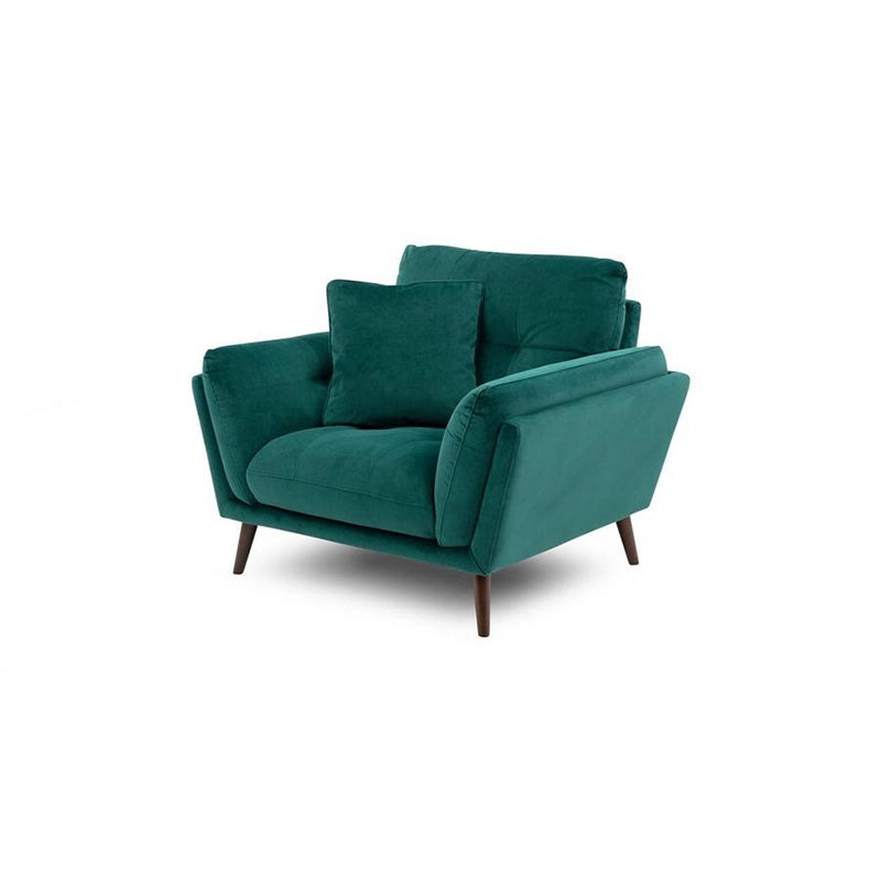 Mid-century silhouette image in teal – fabric sofa, corner sofa set - 1 seater