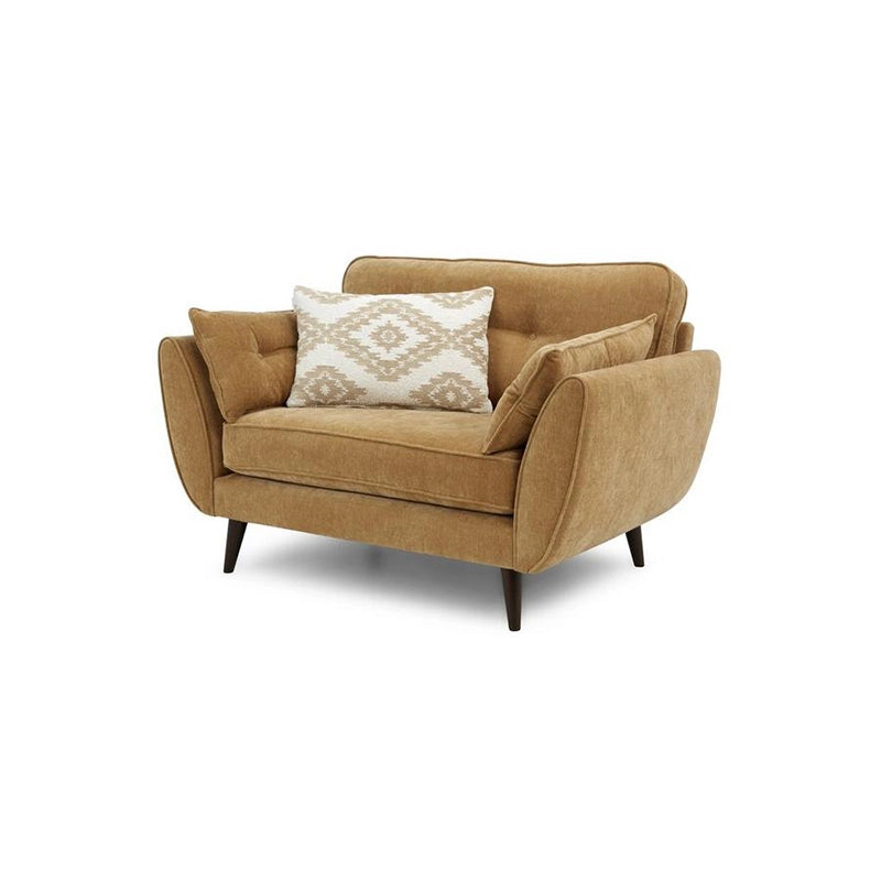 Tufted mustard sofa set with angular legs and rounded arms – premium sofa, 1 seater sofa