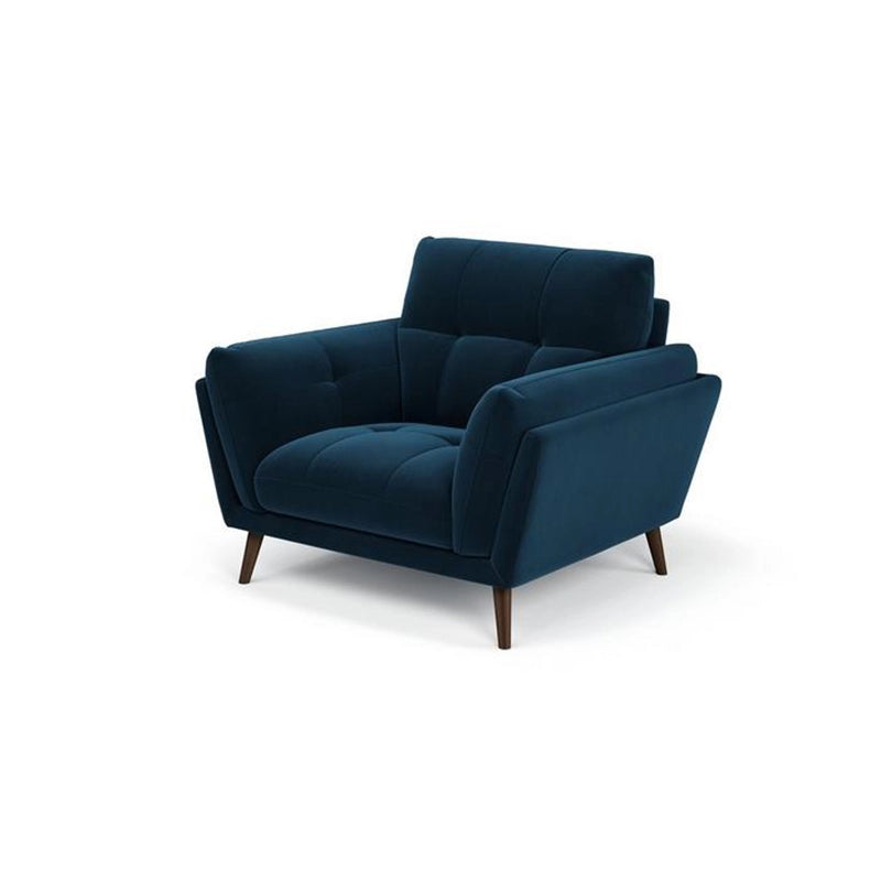  Navy tufted designer sofa pic – modern sofa design, velvet sofa - 1 seater