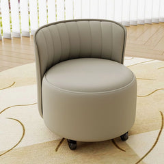Smooth faux leather pouffe ottoman with caster wheels, pouffe chair, footstools and ottomans, cream