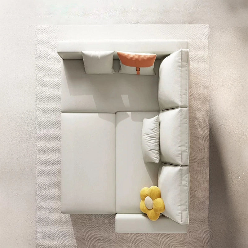 This L-shaped convertible couch from Furnezo balances practicality with understated elegance.