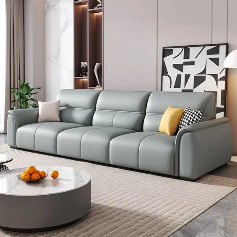 Minimalist grey leather sofa – order sofa online + buy sofa online + 3 seater