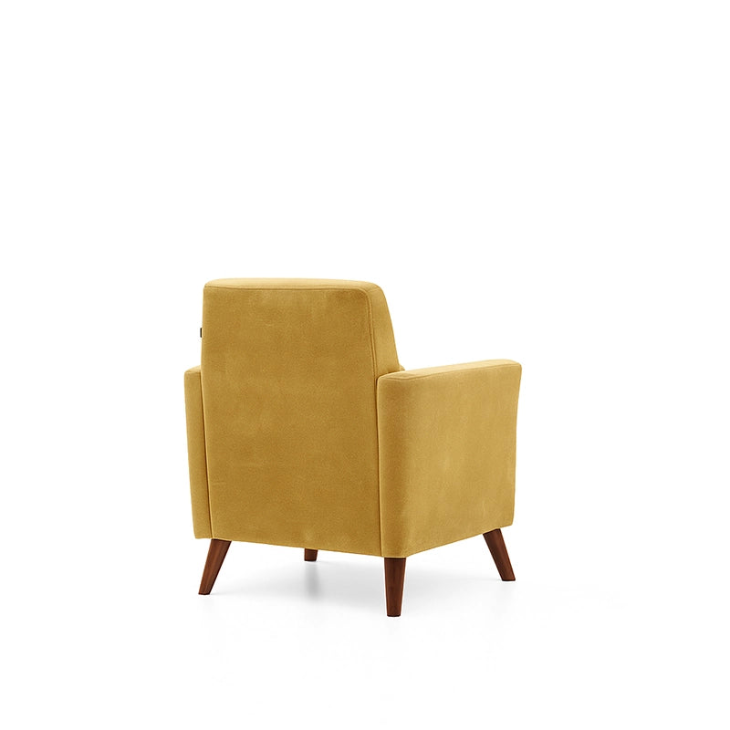 Yellow armchair on a white background
