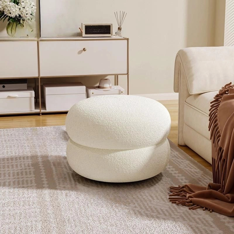 Cream pebble pouf photo pouffe ottoman and fabric ottoman, playful layered design.