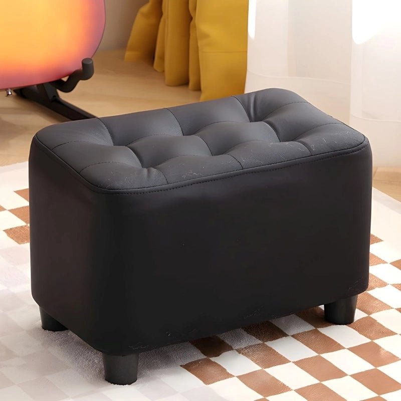 Black rectangular ottoman showing stackable use, footstools and ottomans, pouf ottoman, short leg
