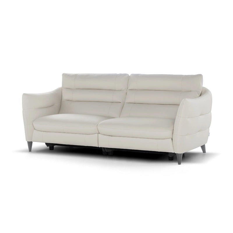 Ivory leather 3-seater settee with tapered legs, modern sofa design, living room sofa set