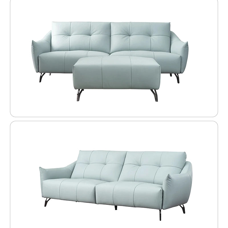 Back cushion styling – design of sofa, couch set design – 3 seater, segmented cushion, blue tone