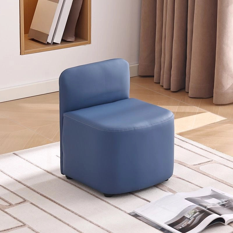 Compact footrest pouf ottoman with pouffe ottoman and footrest in blue tone